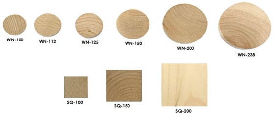 Wooden discs and tiles