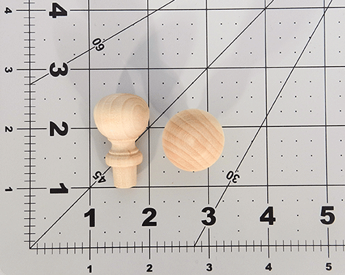 Maple Oak Cherry available 4 3/8 or 5 1/2 Wood Ball Finial 